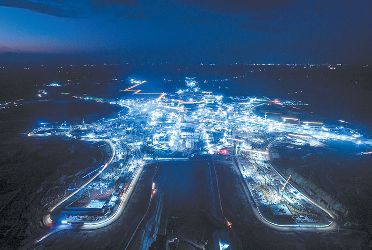 天府国际机场T1 航站楼建设工地灯火通明
